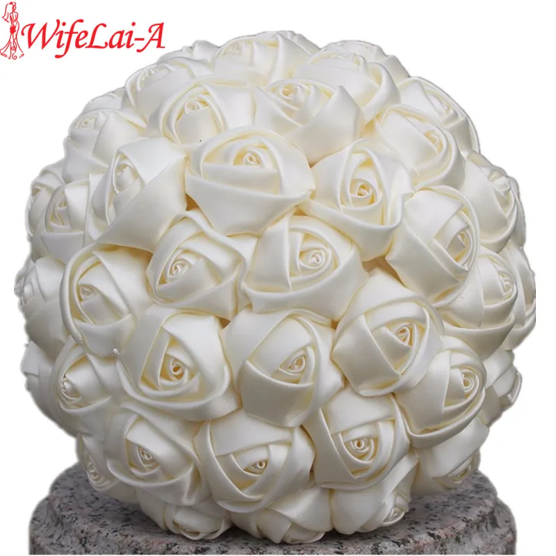 Top Trends: WifeLai-A 1Piece Simple Cream Ivory Silk Bridal Bouquets Artificial Flowers Bridesmaid / Bride Bouquet Decoration Customized W223 Shoppable Styles