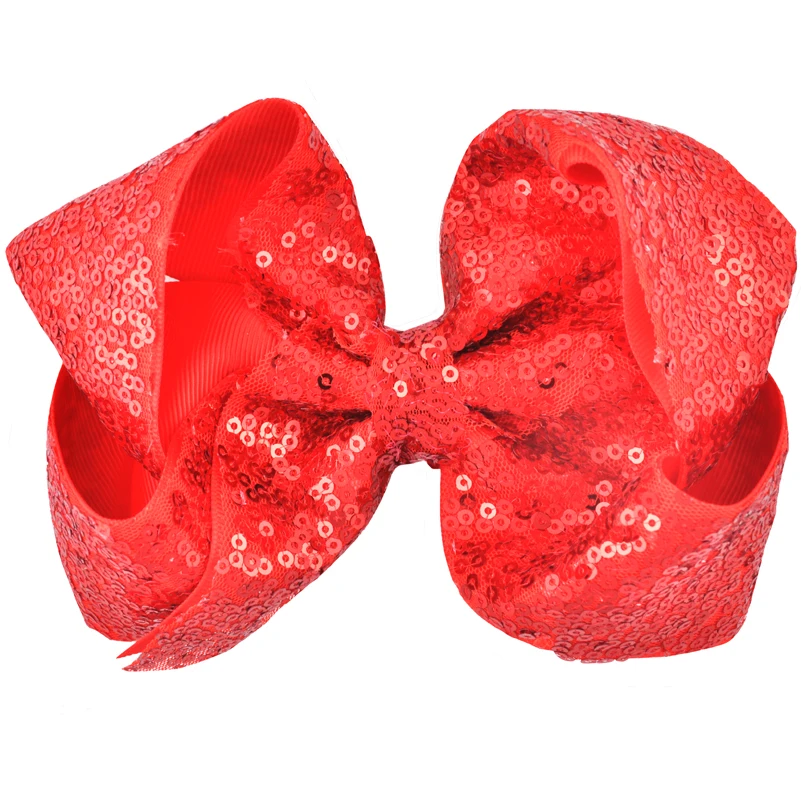 Top Trends: 6 Inch / 8 Inch Large Sequins Grosgrain Ribbon Hair Bows With Alligator Clips Girl Kids Barrette Colorful Bowknot Hair Accessories Shoppable Styles - Image 5