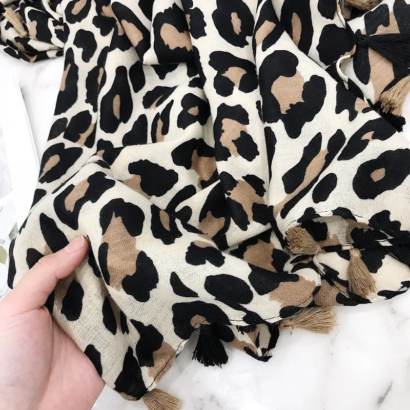 Top Trends: Fashion Design Sexy Leopard Dot Tassel Viscose Shawl Scarf High Quality Neckerchief Autumn Winter Foulards Muslim Hijab Sjaal Shoppable Styles