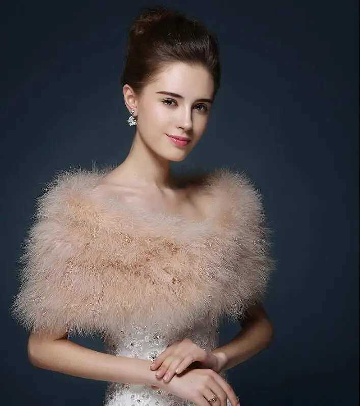 Top Trends: Wedding Fur Cape Luxurious Ostrich Feathers Camel Fur Boleros Wedding Bride White Ivory Shrug Bridal Party Shawls Bolero S124 Shoppable Styles