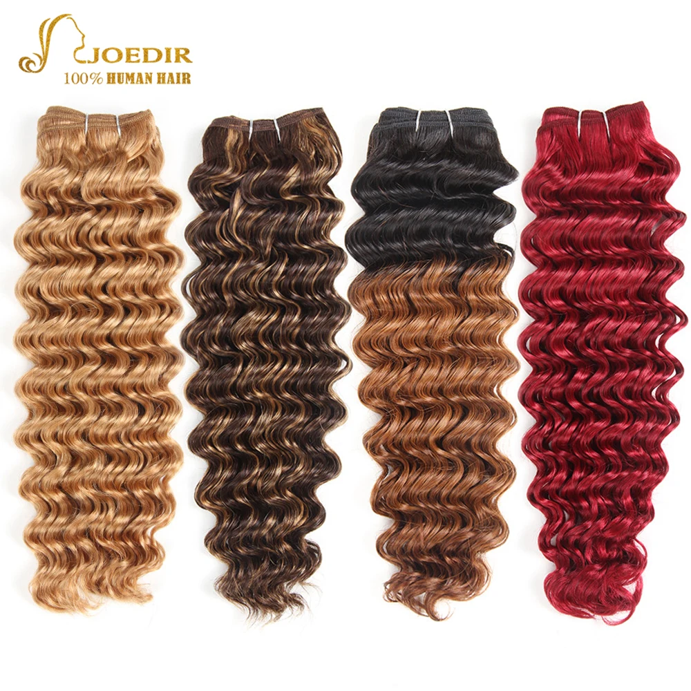 Top Trends: Joedir Pre-Colored Brazilian Deep Wave Hair 100% Human Hair Bundles Remy Hair Weave Blonde Color 27 P4 / 27 Shoppable Styles