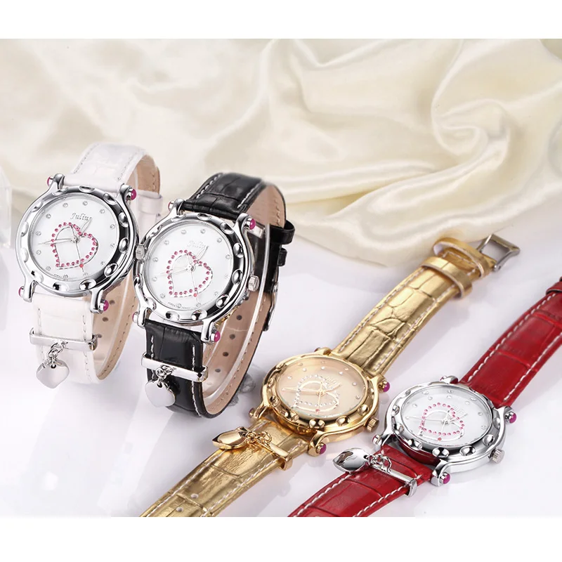 Top Trends: Top Lady Women's Watch Hours Japan Quartz Elegant Rhinestone Heart Fashion Clock Bracelet Real Leather Girl’s Gift Julius Box Shoppable Styles - Image 5