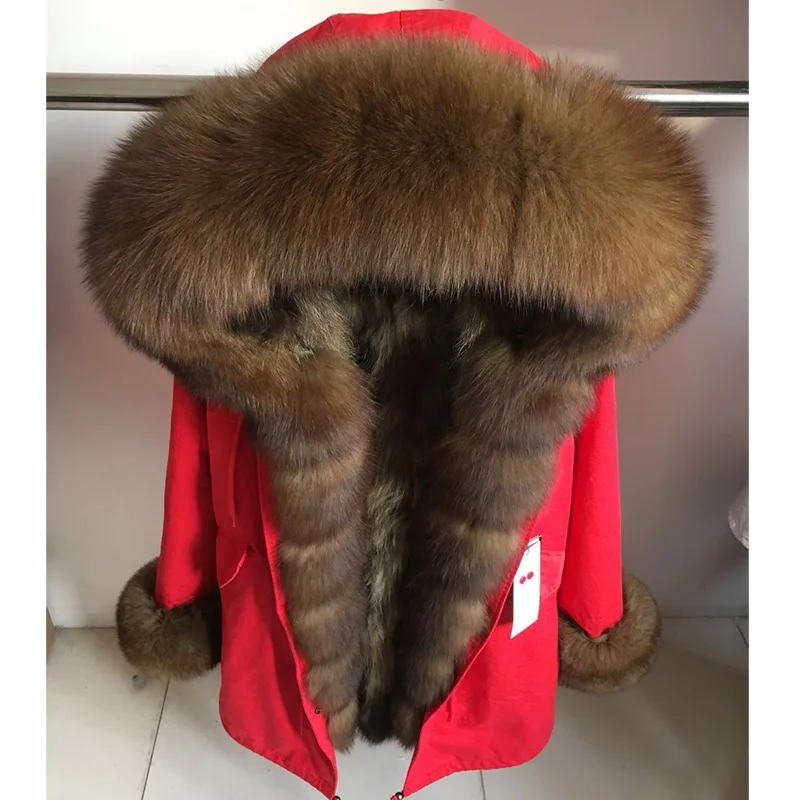 Top Trends: MaoMaoKong Winter Women Real Fur Coat Natural Raccoon Fur Lining Jacket Long Hooded With Big Fur Collar Thick Warm Black Parkas Shoppable Styles