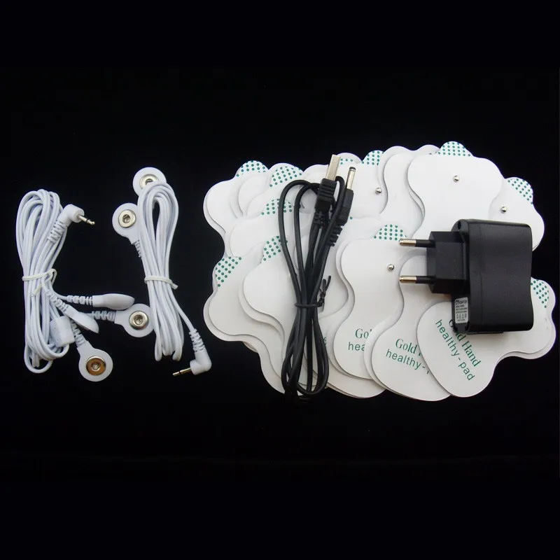 elektrooniline massaažikomplekt juhtmete, padjakeste ja laadijaga