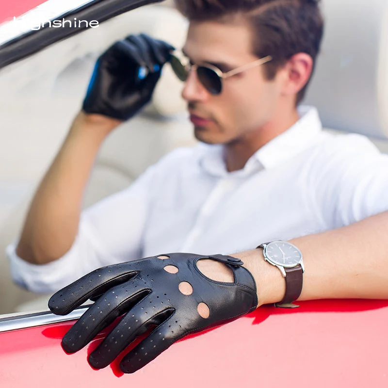 Top Trends: HIGHSHINE Luxury Genuine Driving Gloves For Men Unlined Touch Screen Soft Thin Fit Hand Short Leather Gloves Shoppable Styles