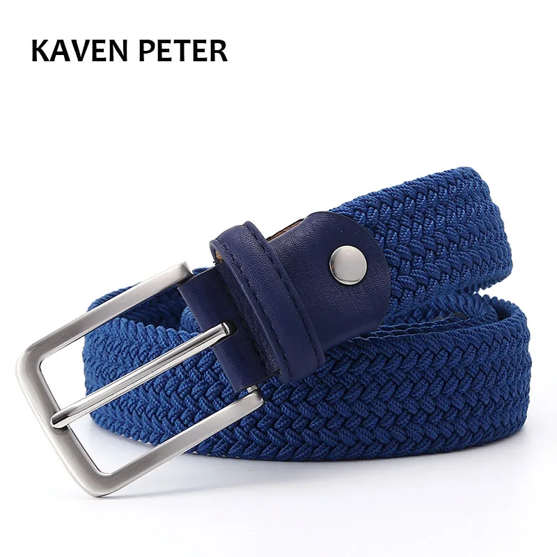 Top Trends: Men Blue Elastic Stretch Waist Belt Canvas Stretch Braided Elastic Woven Leather Belt 1-3/8&quot; Wide Hot Metal Stretch Belt For Men Shoppable Styles