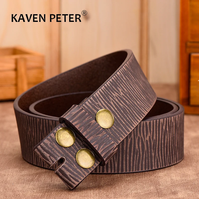 Top Trends: Genuine Leather Without Buckle Belt For Men Jeans Vintage Belts 3.8 CM Width Male Cowskin Strap With One Layer Leather Shoppable Styles