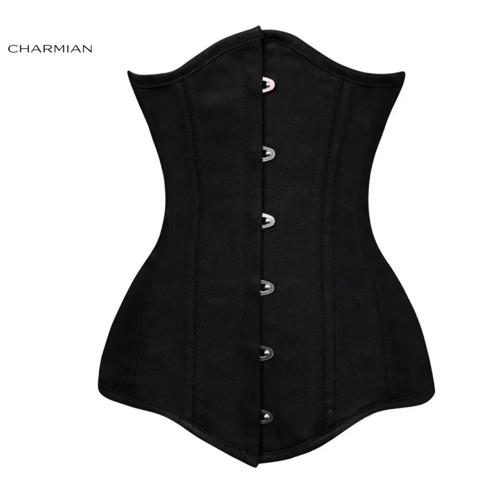 Top Trends: Charmian Women Corset Waist Trainer 26 Steel Boned Plus Size Long Torso Training Underbust Corset Waist Chain Steampunk Clothing Shoppable Styles