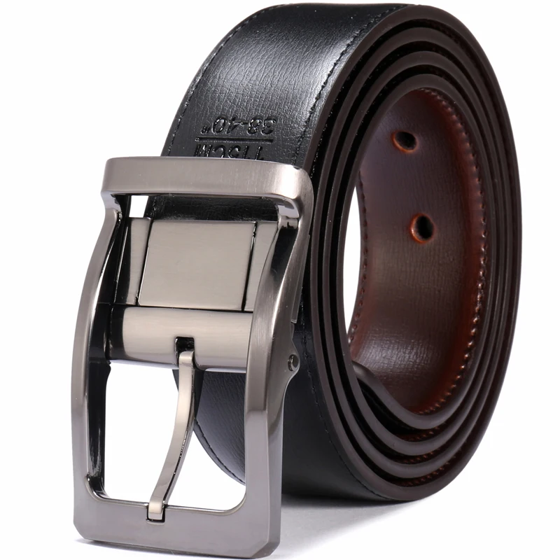 Top Trends: 1Pcs Men's Genuine Leather Reversible Belt Rotated Buckle Two In One Big And Tall Shoppable Styles - Image 3