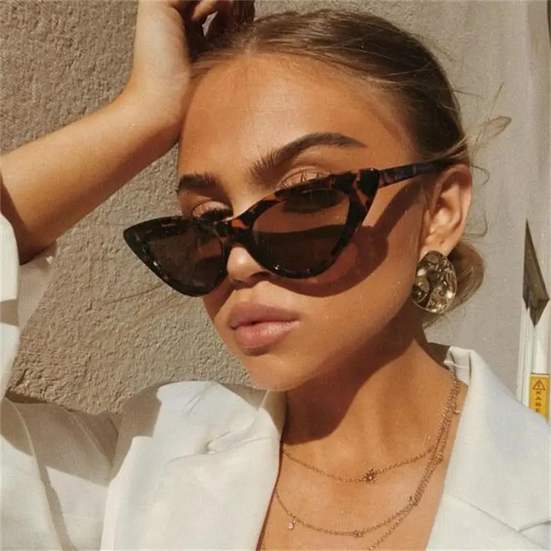 Top Trends: Fashion Sunglasses Woman Brand Designer Vintage Retro Triangular Cat Eye Glasses Oculos De Sol Transparent Ocean Uv400 Shoppable Styles