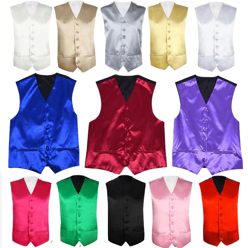 Top Trends: Champagne Royal Blue Male Satin Waistcoat Wedding Groom Suit Vest Men Purple Pink Burgundy Red Green Gold White Shoppable Styles