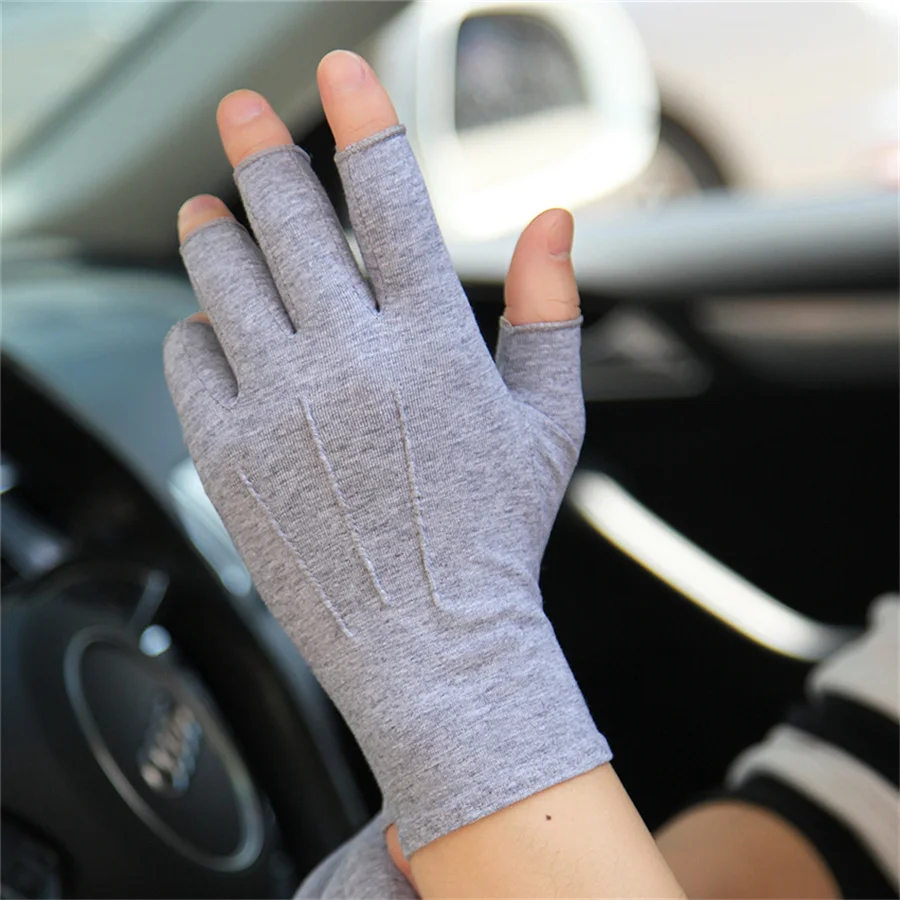 Top Trends: Men Women Sun Protection Gloves Half Finger Spring Summer Section Driving Non-Slip Cotton Cloth Half Fingerless Gloves SZ109N Shoppable Styles