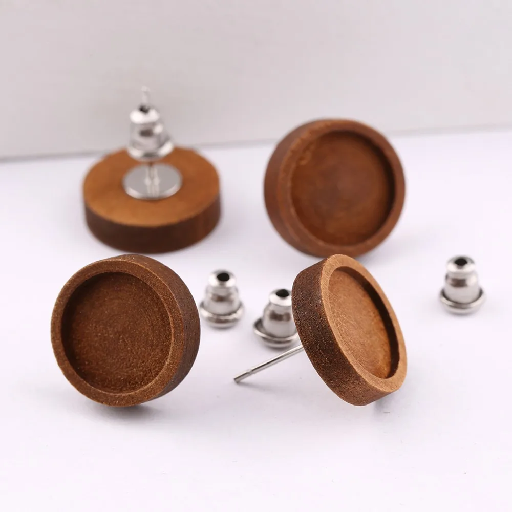 Top Trends: 10pairs Fit 12mm Cabochon Wood Earring Base Blanks Stainless Steel Earrings Post Stud Bezel Setting Diy Jewelry Making Supplies Shoppable Styles