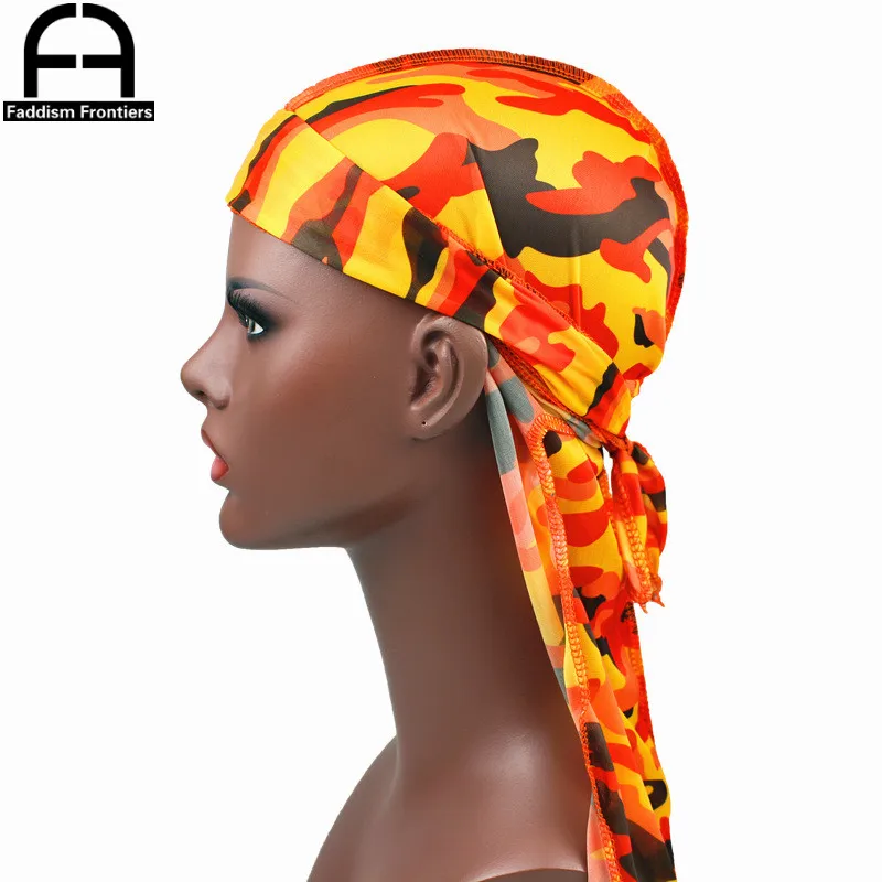 Top Trends: Fashion Camo Men's Silky Durags Turban Print Men Silk Durag Headwear Bandans Headband Hair Accessories Pirate Hat Waves Rags Shoppable Styles - Image 3