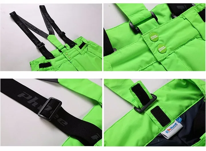 neoonrohelised tüdrukute suusapüksid reguleeritavate traksidega