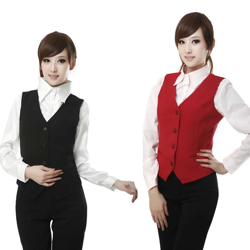 Top Trends: Cheap Plus Size Red Black Women&#039;s Vest Work Wear Slim Short Veste Femme 2022 New Spring Waistcoat Office Lady Sleeveless Jacket Shoppable Styles