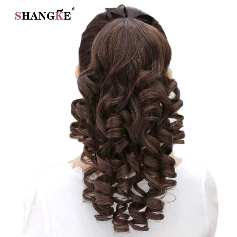 Top Trends: SHANGKE Curls Synthetic Clip In Ponytail Hair Extension Heat Resistant Pony Tail Fake Hair Ponytail Hairpiece With Hairpins Shoppable Styles