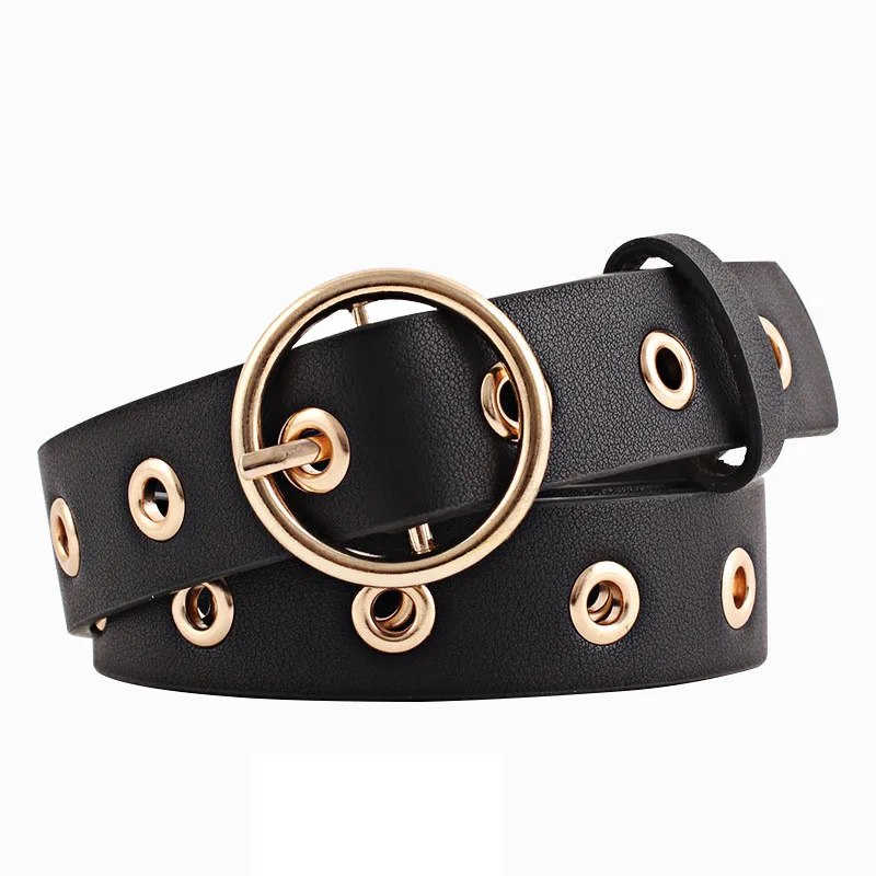 Top Trends: Metal Hole Metal Belt Women Girl Quality Imitation Leather Belt Cinto Cinturon Feminino Mujer Cintos Para As Mulheres Kemer Shoppable Styles