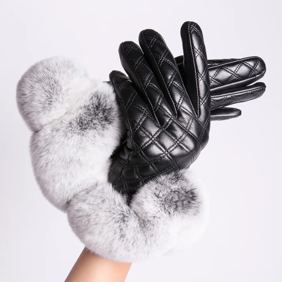 Top Trends: MPPM Real Rex Rabbit Fur Gloves Women Genuine Leather Gloves For Winter Touchscreen Gloves Fashion Mittens Shoppable Styles