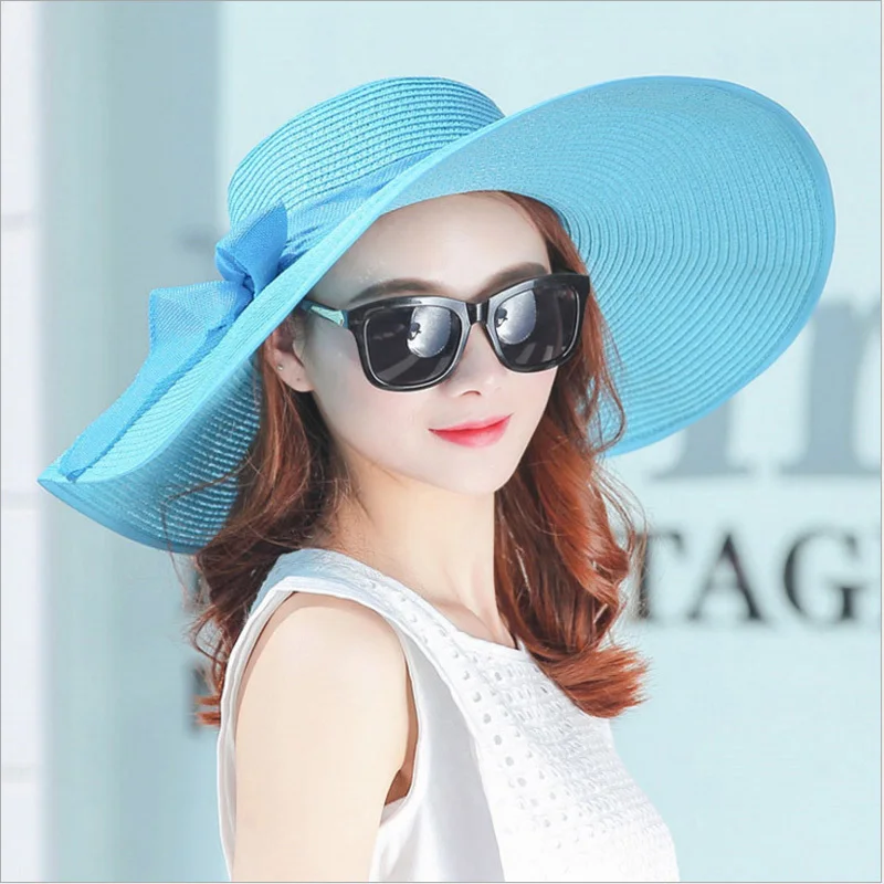 Top Trends: 2019 Simple Elegant Style Summer Large Brim Straw Hat Adult Women Girls Fashion Sun Hat Uv Protect Big Bow Summer Beach Hat Shoppable Styles - Image 2