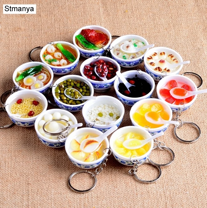 Top Trends: New Simulation Food Key Chains Noodle New Keychain Chinese Blue And White Porcelain Food Bowl Mini Bag Pendant #17169 Shoppable Styles