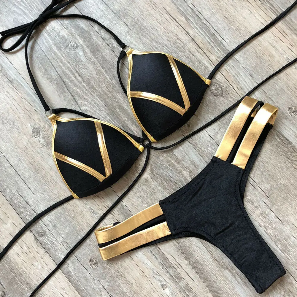 Top Trends: Summer Hot Women Bandage Patchwork Bikini Set Swimwear Push-Up Padded Bra Swimsuit Beachwear Bathing Suit Sexy Swimwear Costume Shoppable Styles