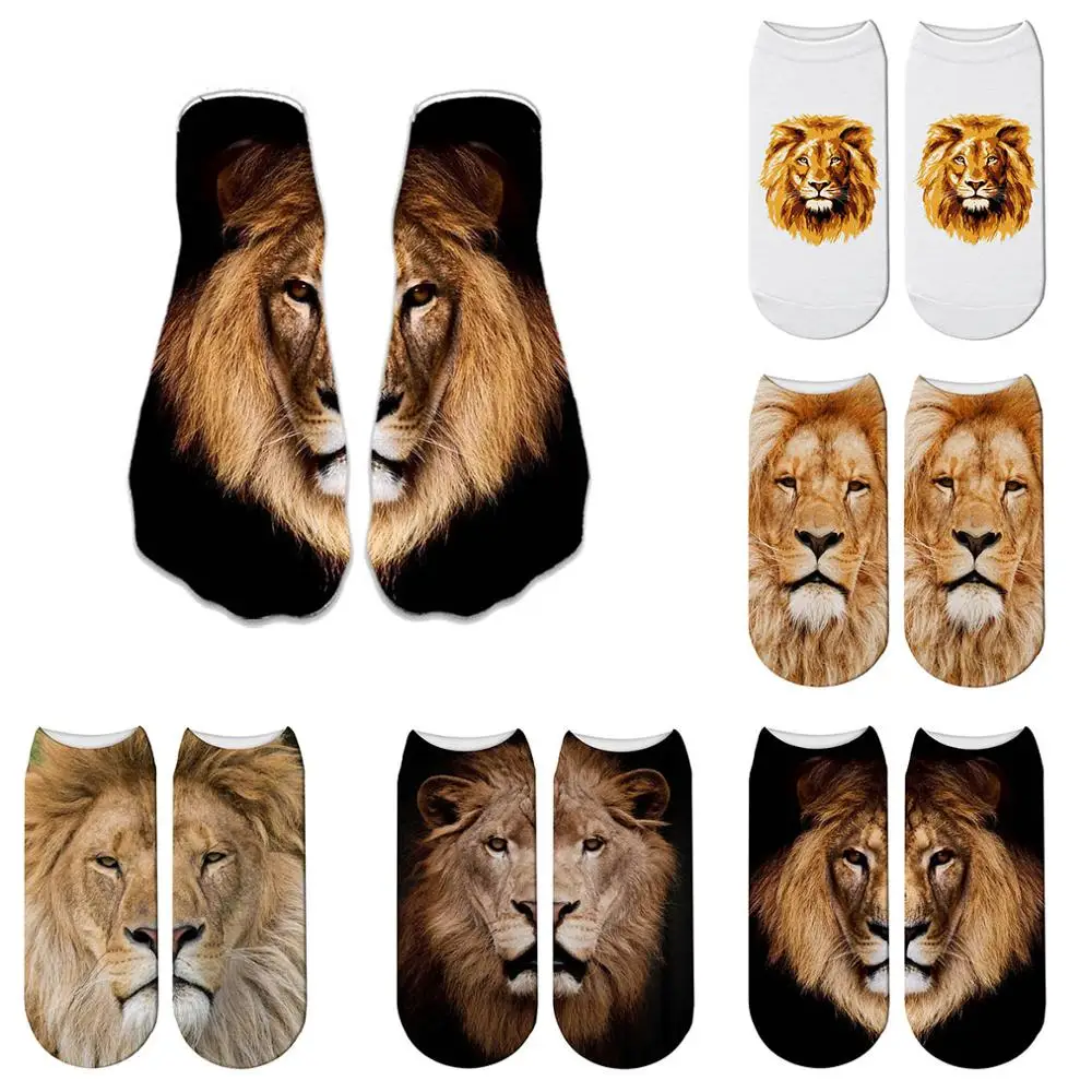 Top Trends: New Funny Short Socks Lion 3D Printed Man Socks Fashion Novelty Cute Low Cut Ankle Socks For Men Shoppable Styles