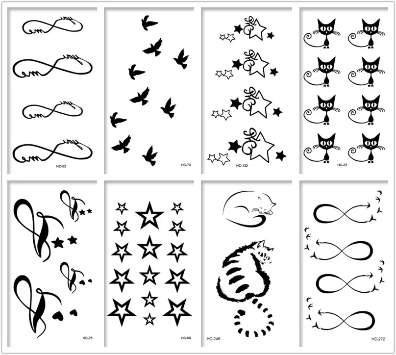 Top Trends: Classic Black Tattoo Waterfproof Fake Temporary Tattoo Sticker Body Cat Star Infinity Bird Small Tattoo 10.5x6cm Shoppable Styles