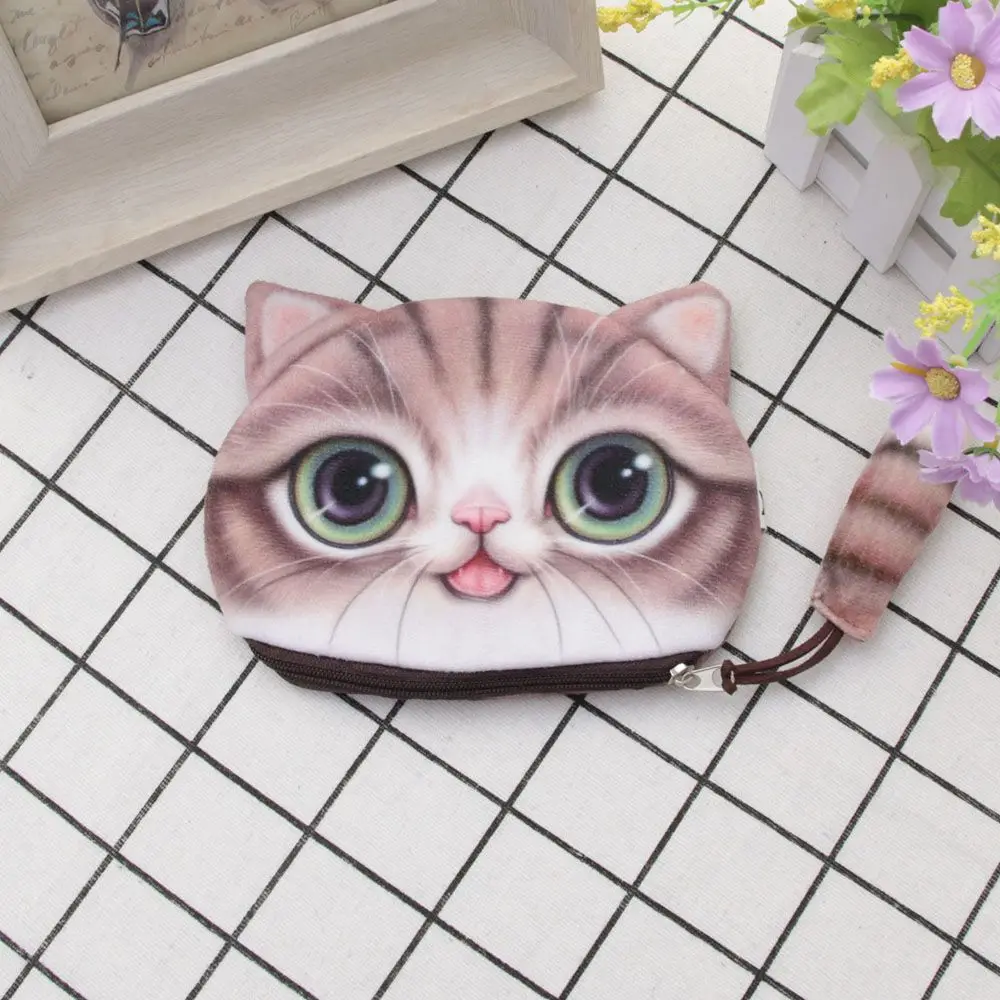 Top Trends: 3D Cute Big Eye Cat Animal Face Zipper Coin Case Pocket Coin Purse Bag Female Child Wallet Purse Makeup Pouch Bag Casual Bag Shoppable Styles