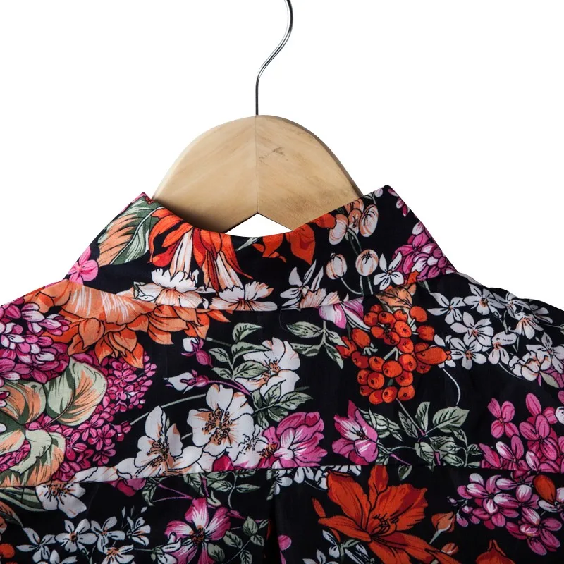 Vintage Floral Print Long Sleeve Chiffon Blouse Shirt - FashionandLove.com