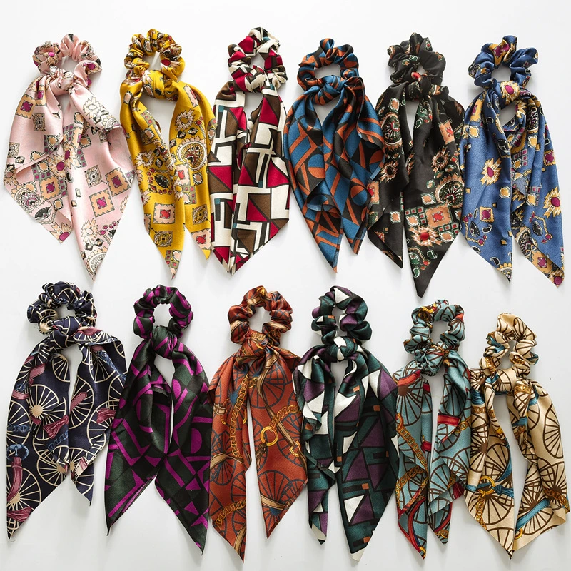 Top Trends: Fashion Floral Single Printed Scrunchie Elastic Hair Band For Women Hair Scarf Bows Rubber Ropes Girls Hair Ties Hair Accessory Shoppable Styles