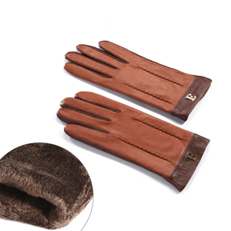 Top Trends: Genuine Leather Women Gloves Female Elegant Two Tones Sheepskin Gloves Autumn Winter Warm Plush Lined 3326 Shoppable Styles - Image 6