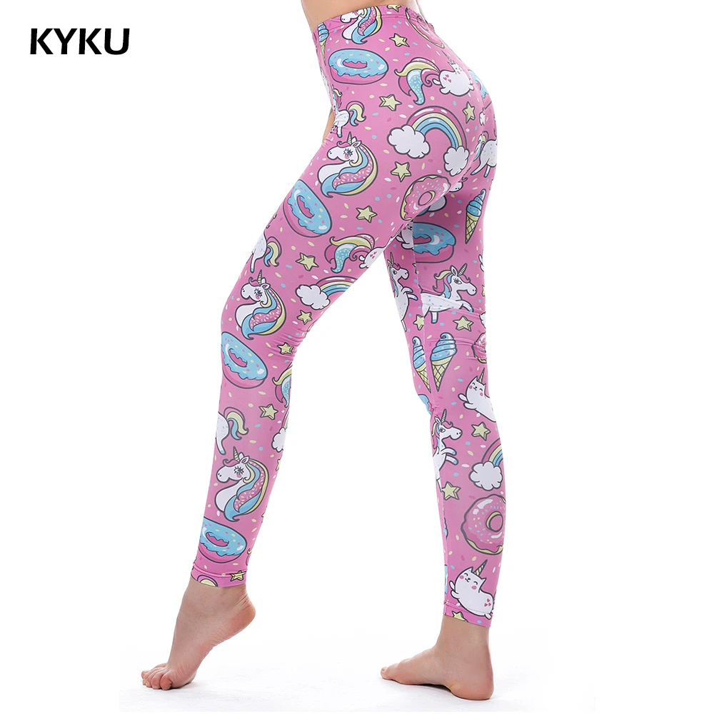 Top Trends: KYKU Brand Unicorn Leggings Women Leggins Fitness Legging Sexy Pants High Waist Push Up Shiny 3d Printed Rainbow Star Cat Donuts Shoppable Styles