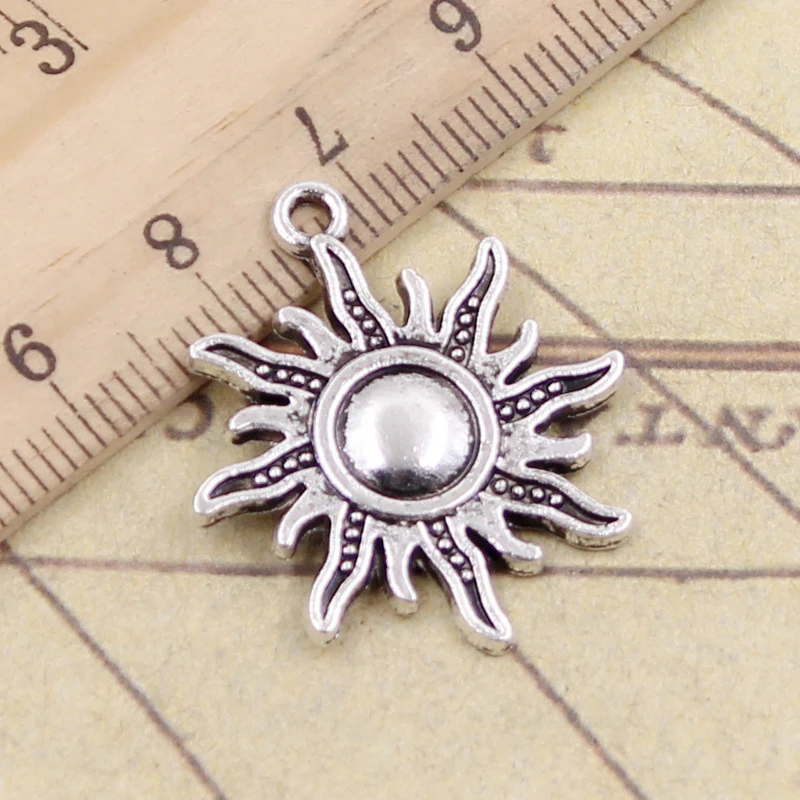 Top Trends: 10pcs Charms Sun Sunburst 28x25mm Tibetan Gold Bronze Silver Color Pendants Antique Jewelry Making DIY Handmade Craft Shoppable Styles