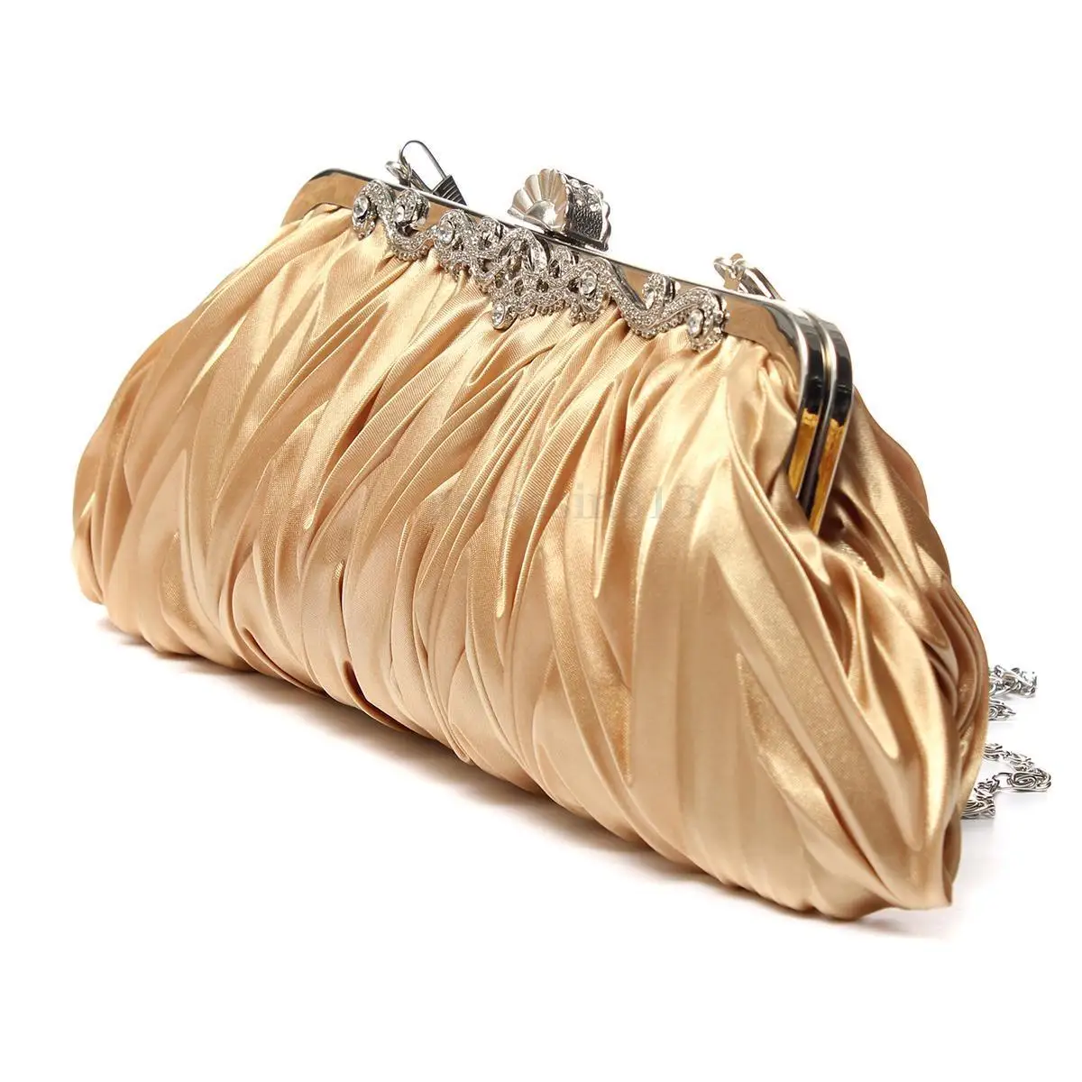 Top Trends: Fashion Lady Party Wedding Handbag Purse Girl Soft Evening Bag Bridal Women Satin Crystal Clutch Shoppable Styles