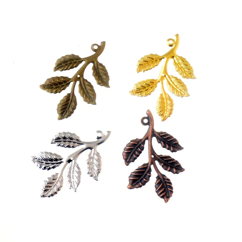 Top Trends: Free Shipping 20Pcs Leaf Filigree Wraps Connectors Metal Crafts Gift Decoration DIY 32x50mm Shoppable Styles