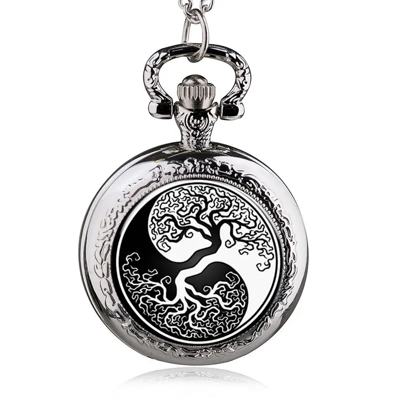 Top Trends: Fashion Silver Tree Of Life Quartz Pocket Watch Necklace Pendant Women Men Jewelry Watch Shoppable Styles