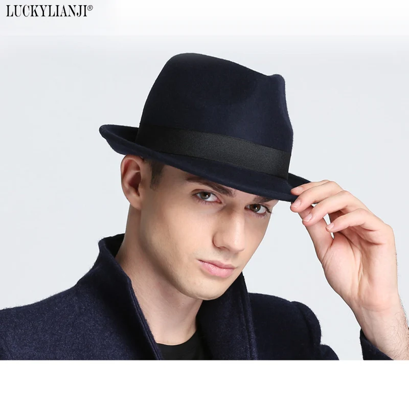 Top Trends: LUCKYLIANJI Retro Hard Felt Women Men Fold Wide Brim Billycock Sag Top Bowler Derby Jazz Fedora Panama Casual Hats (Size:57cm) Shoppable Styles