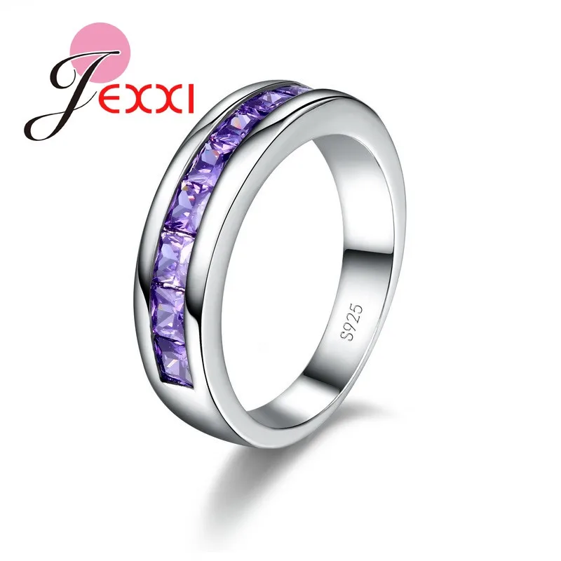 Top Trends: 925 Sterling Silver Cubic Zirconia Luxury Exquisite Purple Crystal Stone Rings Engagement Wedding Jewelry For Lovely Girl Shoppable Styles