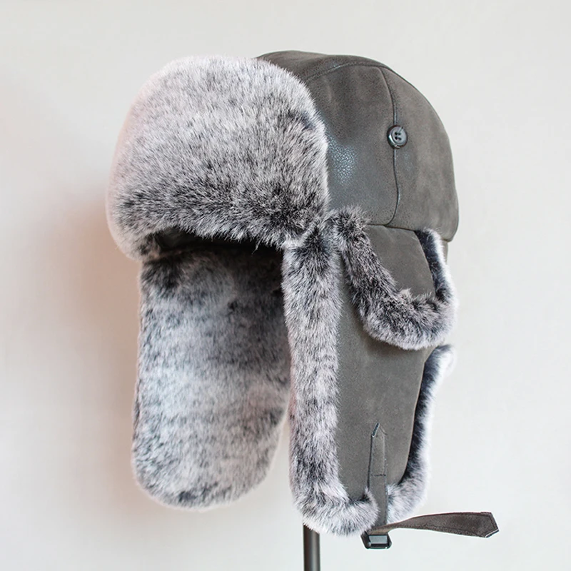 Top Trends: Bomber Hats Winter Men Warm Russian Ushanka Hat With Ear Flap Pu Leather Fur Trapper Cap Earflap For Women Shoppable Styles - Image 2