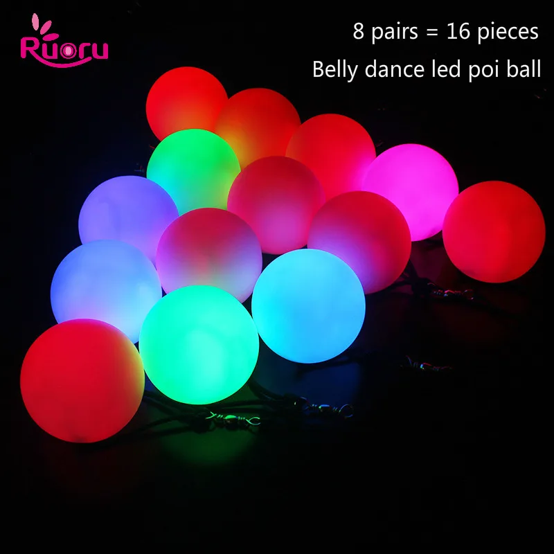 Top Trends: Ruoru 16 Pieces = 8 Pair Belly Dance Ball RGB Glow LED POI Thrown Balls For Belly Dance Hand Props Stage Performance Accessories Shoppable Styles