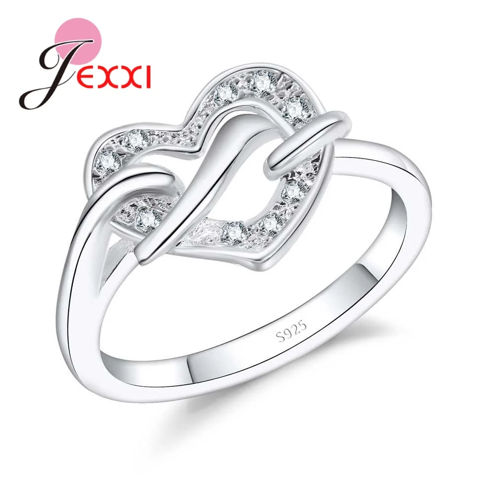 Top Trends: Nice Band Rings For Girlfriend One Love Heart With Spiral 925 Sterling Silver Rings Setting White Crystals Women Party Shoppable Styles