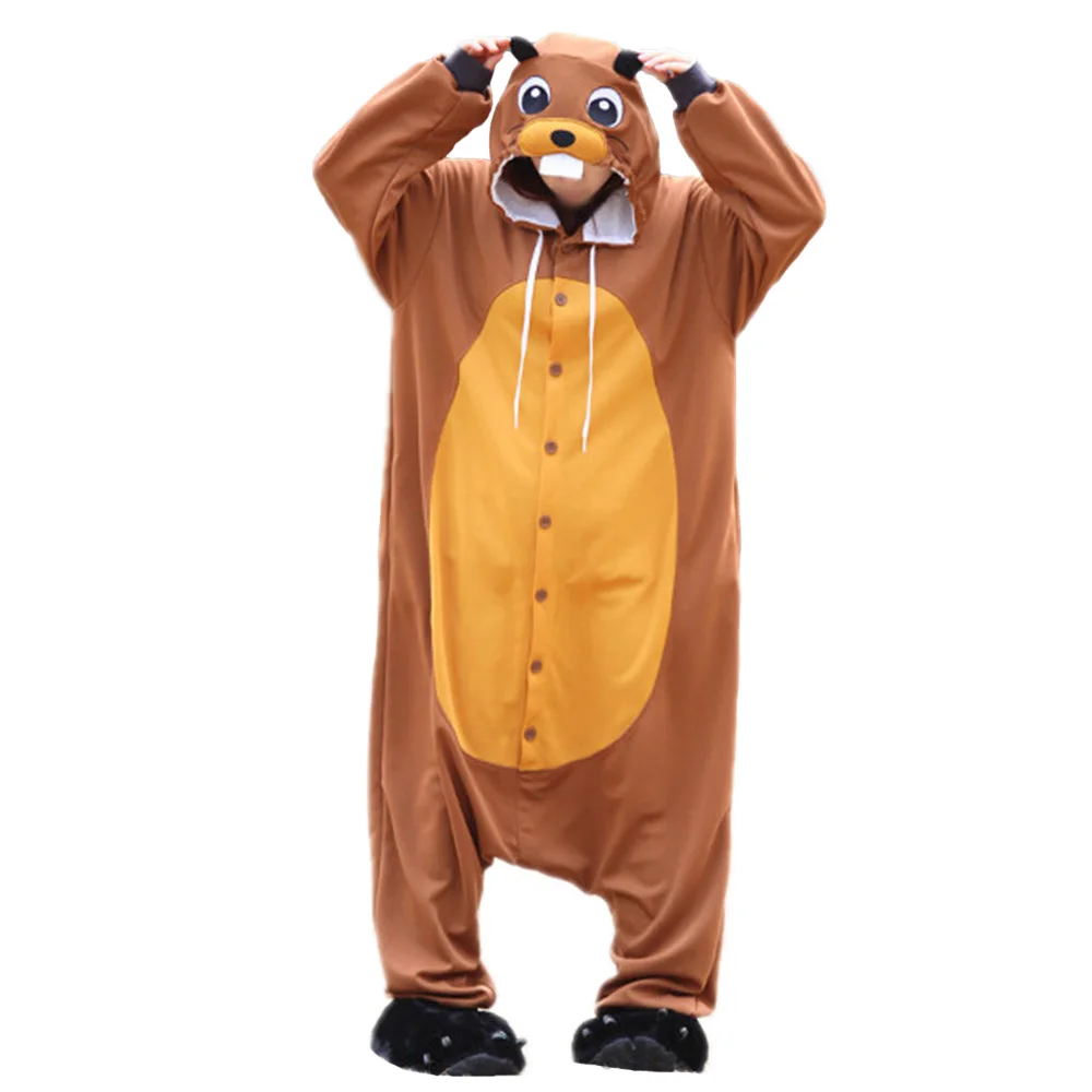 Top Trends: New Animal Beaver Pajamas Sleepwear Cartoon Sleepsuit Pajamas Cosplay Costume Adult Unisex Shoppable Styles