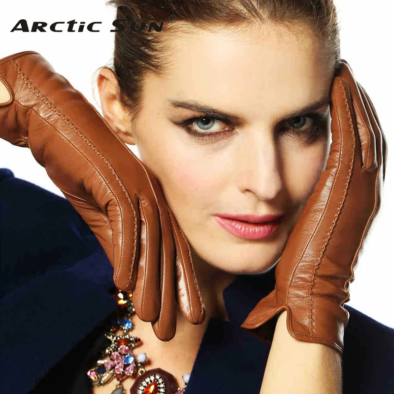 Top Trends: Elegant Women Genuine Lambskin Leather Gloves High Quality Autumn And Winter Plus Velvet Thermal Hot Trendy Female Glove L085NC Shoppable Styles