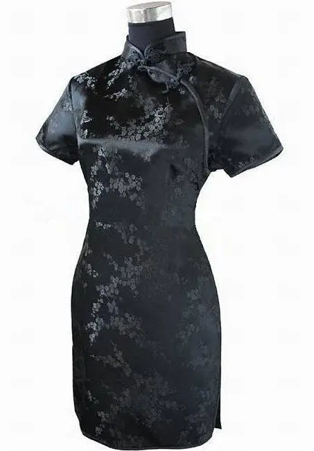 Top Trends: Black Traditional Chinese Women Qipao Dress Sexy Short Mini Cheongsam Handmade Button Flower Large Size 3XL 4XL 5XL 6XL Shoppable Styles