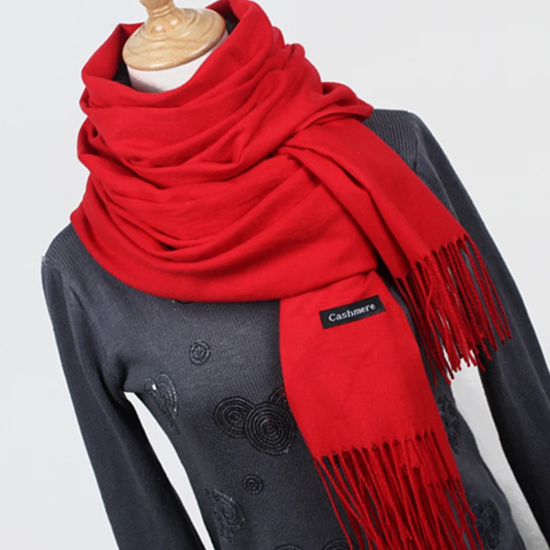 Top Trends: Women Solid Color Cashmere Scarves With Tassel Lady Winter Thick Warm Scarf High Quality Female Shawl Hot Sale YR001 Shoppable Styles - Image 3