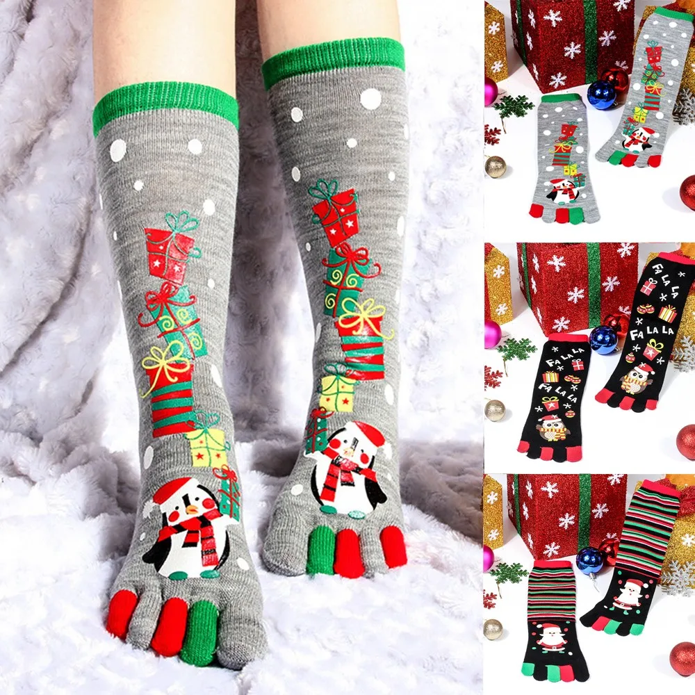 Top Trends: BKLD 2024 New Fashion Women Funny Cartoon Printed Toe Socks Cotton Five Fingers Socks Casual Soft Socks Women Christmas Sock Shoppable Styles