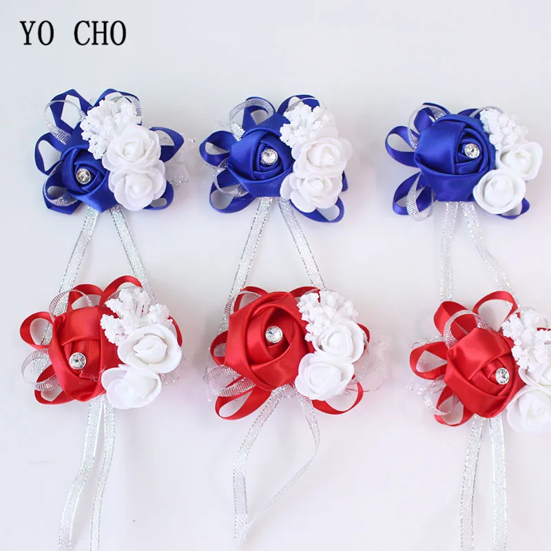 Top Trends: YO CHO Wrist Corsage Bridesmaid Sisters Hand Flowers Silk Artificial Bride Flowers White Wedding Dancing Party Decor Bridal Prom Shoppable Styles