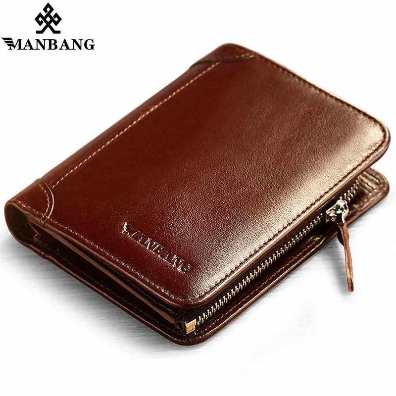 Top Trends: ManBang Time-limited Short Solid Hot High Quality Genuine Leather Wallet Men Wallets Organizer Purse Billfold Coin Pocket Shoppable Styles