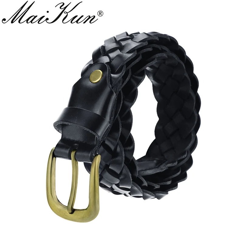 Top Trends: Maikun Genuine Leather Women Belt Knitted Pin Buckle For Dress Jeans Shoppable Styles